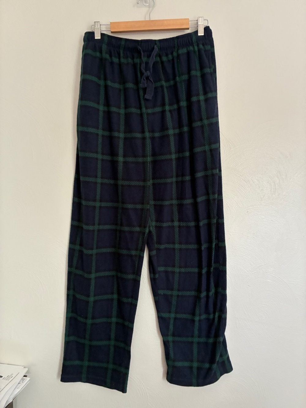 Perry Ellis Navy & Green Plaid Fleece Lounge Pants‎